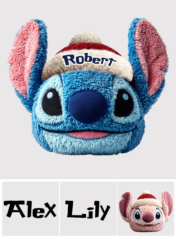 Ohana Christmas - Personalized Ohana Faux Fur Shaped Pillow