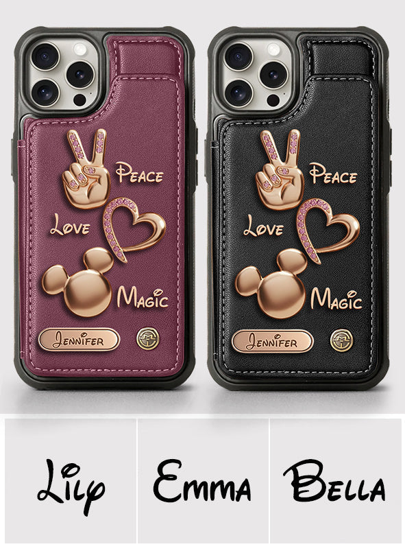 Peace Love Magic - Personalized Mouse Wallet Phone Case