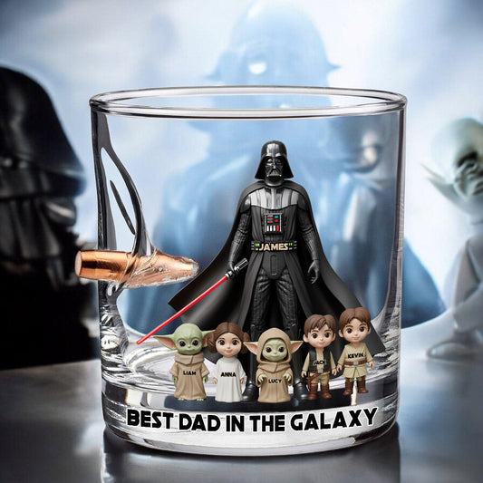 Best Dad In The Galaxy - Personalized The Force Bullet Whiskey Glass