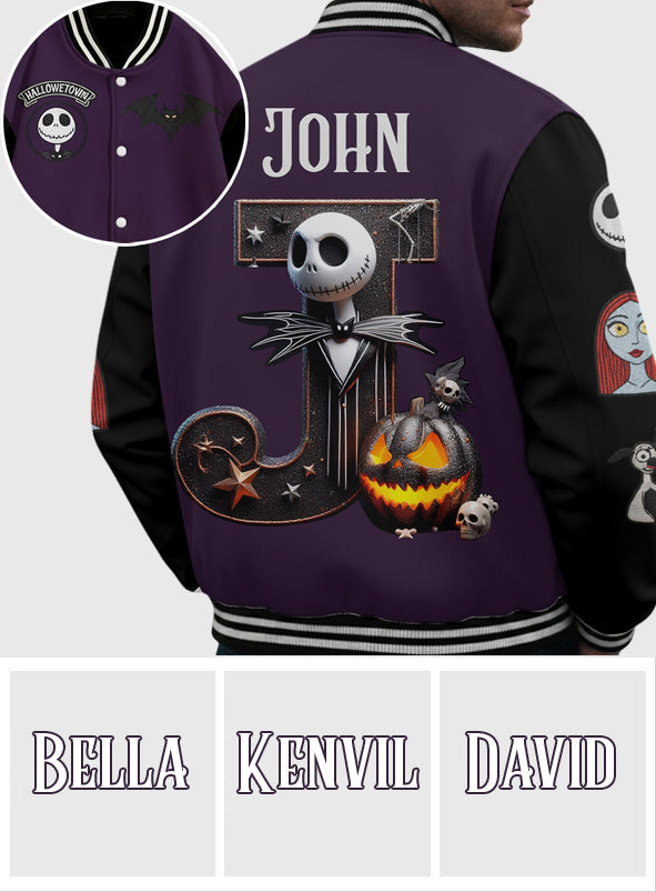 Nightmare Initial Customized - Personalized Nightmare Varsity Jacket