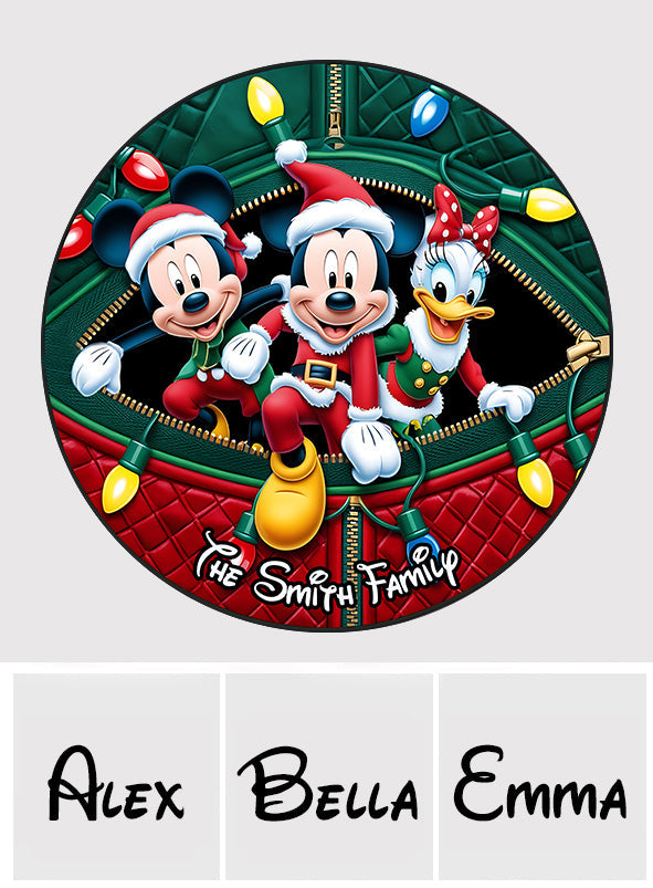 Merry Christmas - Personalized Mouse Round Rug