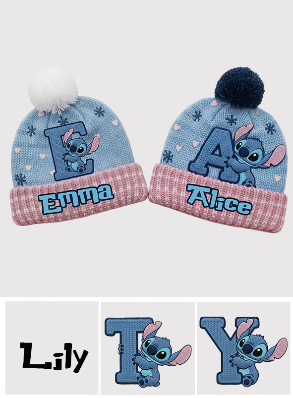 Blue Ohana Inital Name Letter - Personalized Ohana Beanie Hat