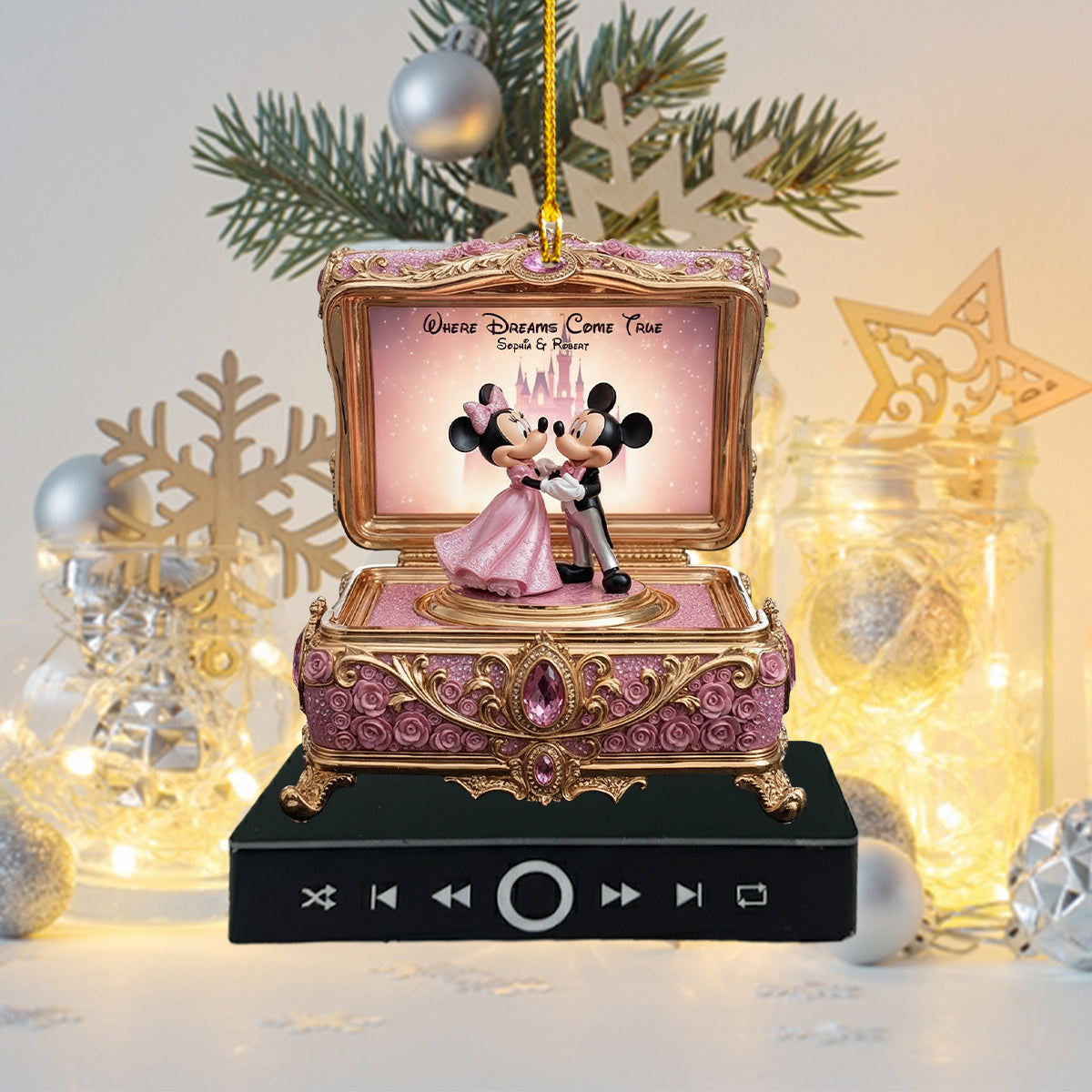 Where Dreams Come True - Personalized Mouse Music Ornament