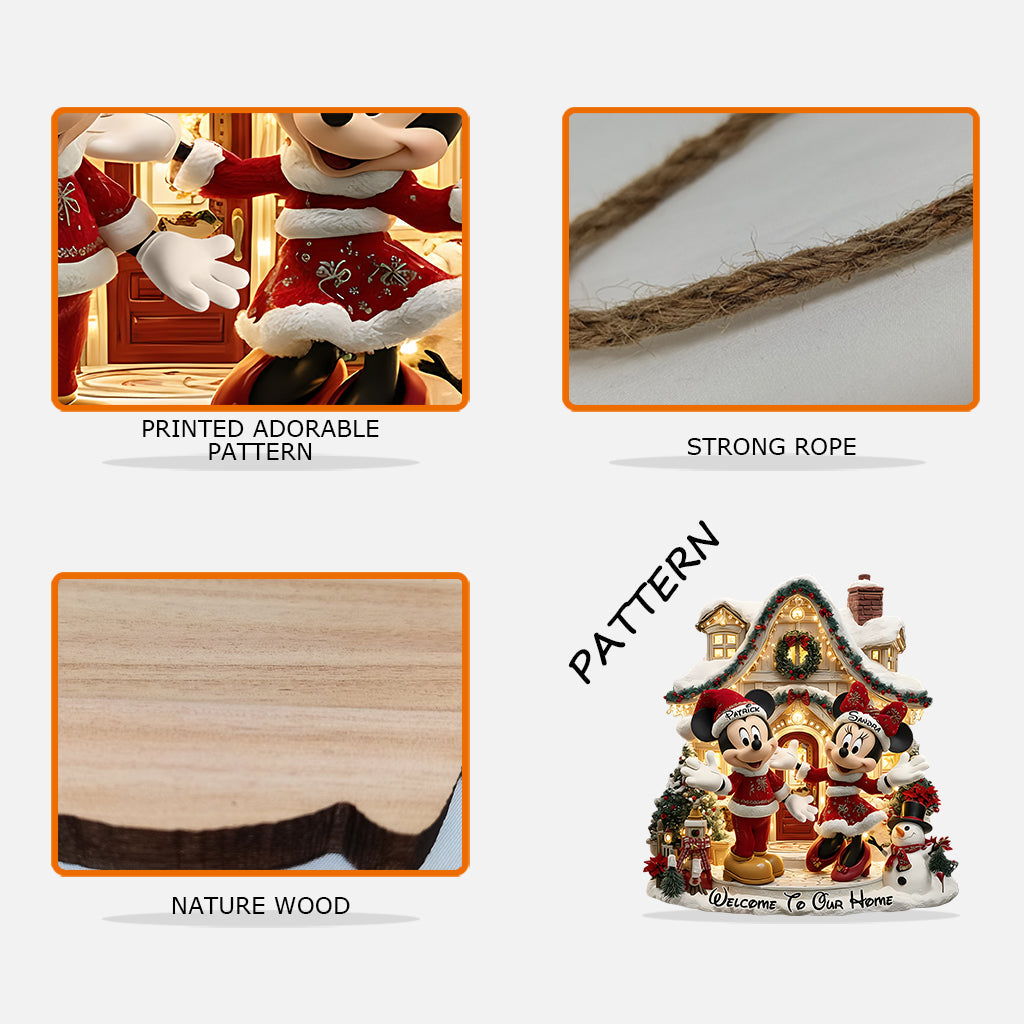 Welcome To Our Home - Personalized Mouse Custom Shaped Wood Sign