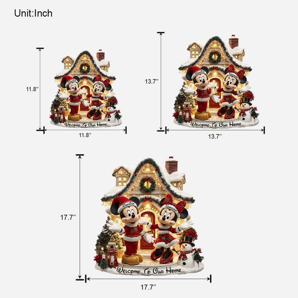 Welcome To Our Home - Personalized Mouse Custom Shaped Wood Sign