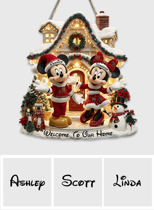 Welcome To Our Home - Personalized Mouse Custom Shaped Wood Sign