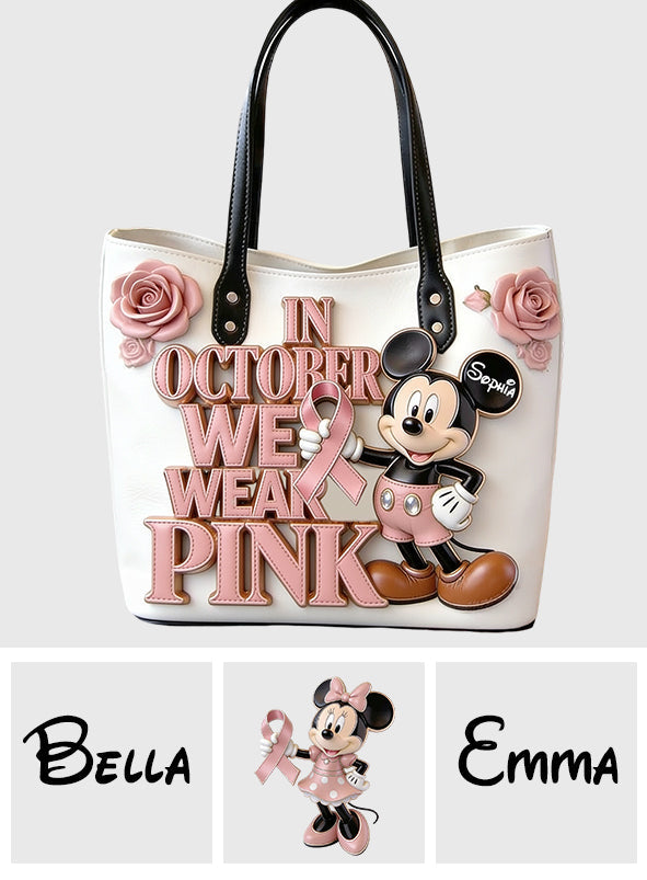 In October We Wear Pink - Personalized Breast Cancer Awareness Tote Bag
