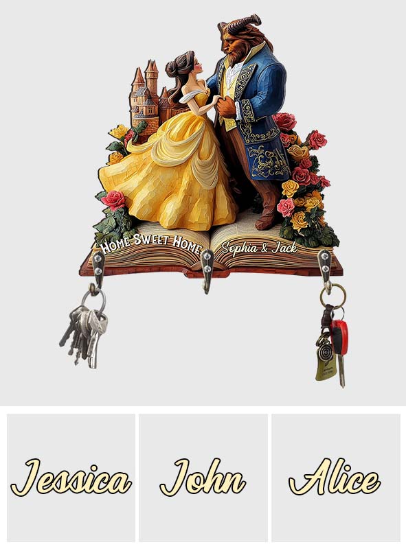 Home Sweet Home - Personalized Couple Custom Shaped Key Rack