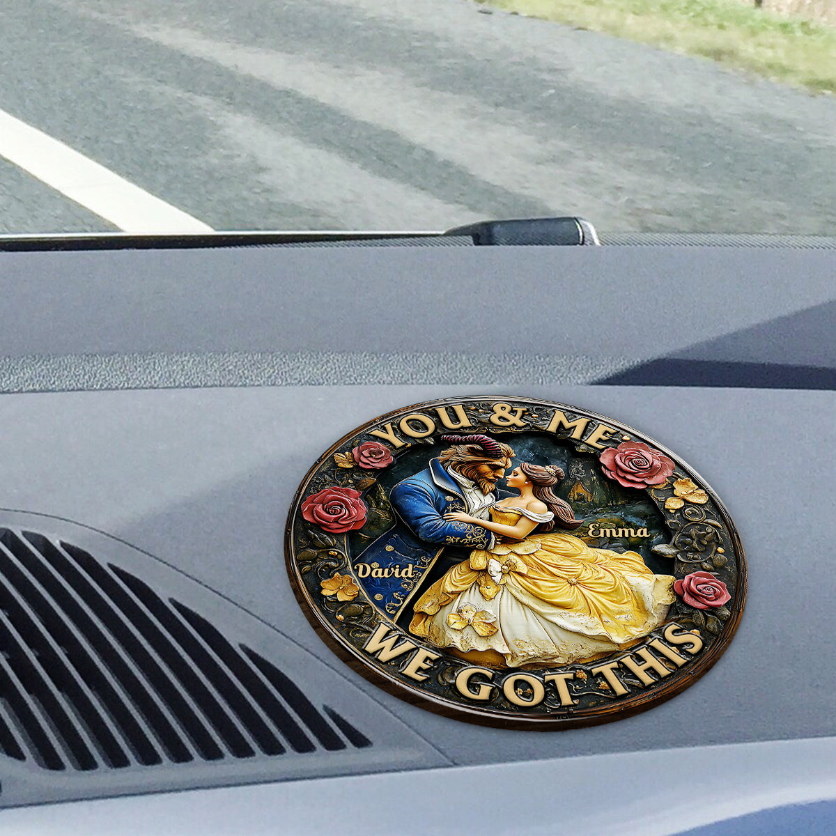 You & Me We Got This - Personalized Couple Shaped Car Visor Clip