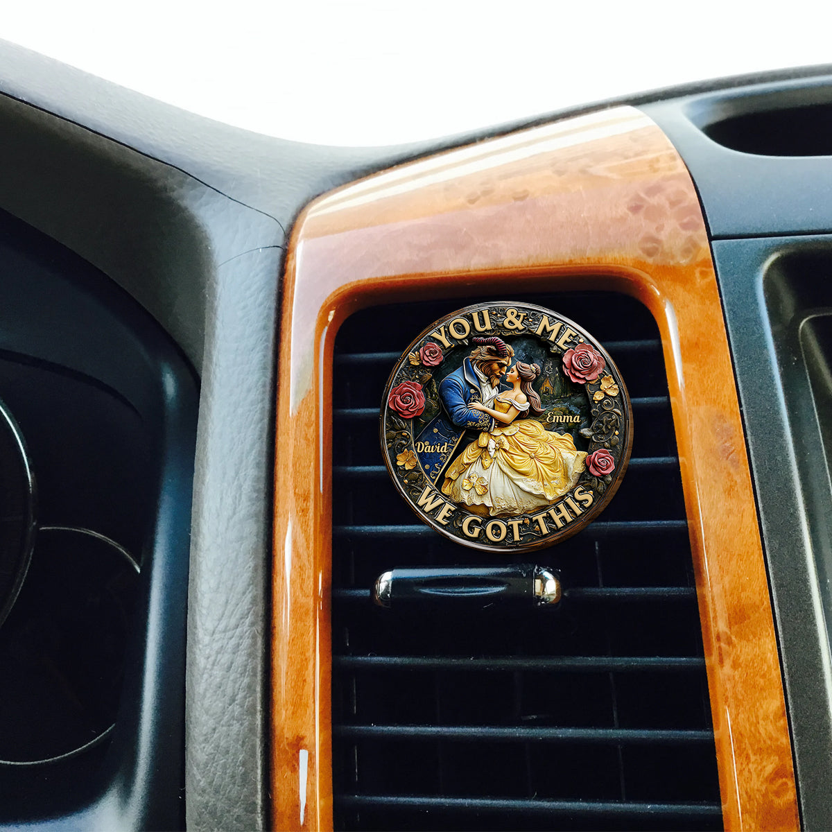 You & Me We Got This - Personalized Couple Shaped Car Visor Clip