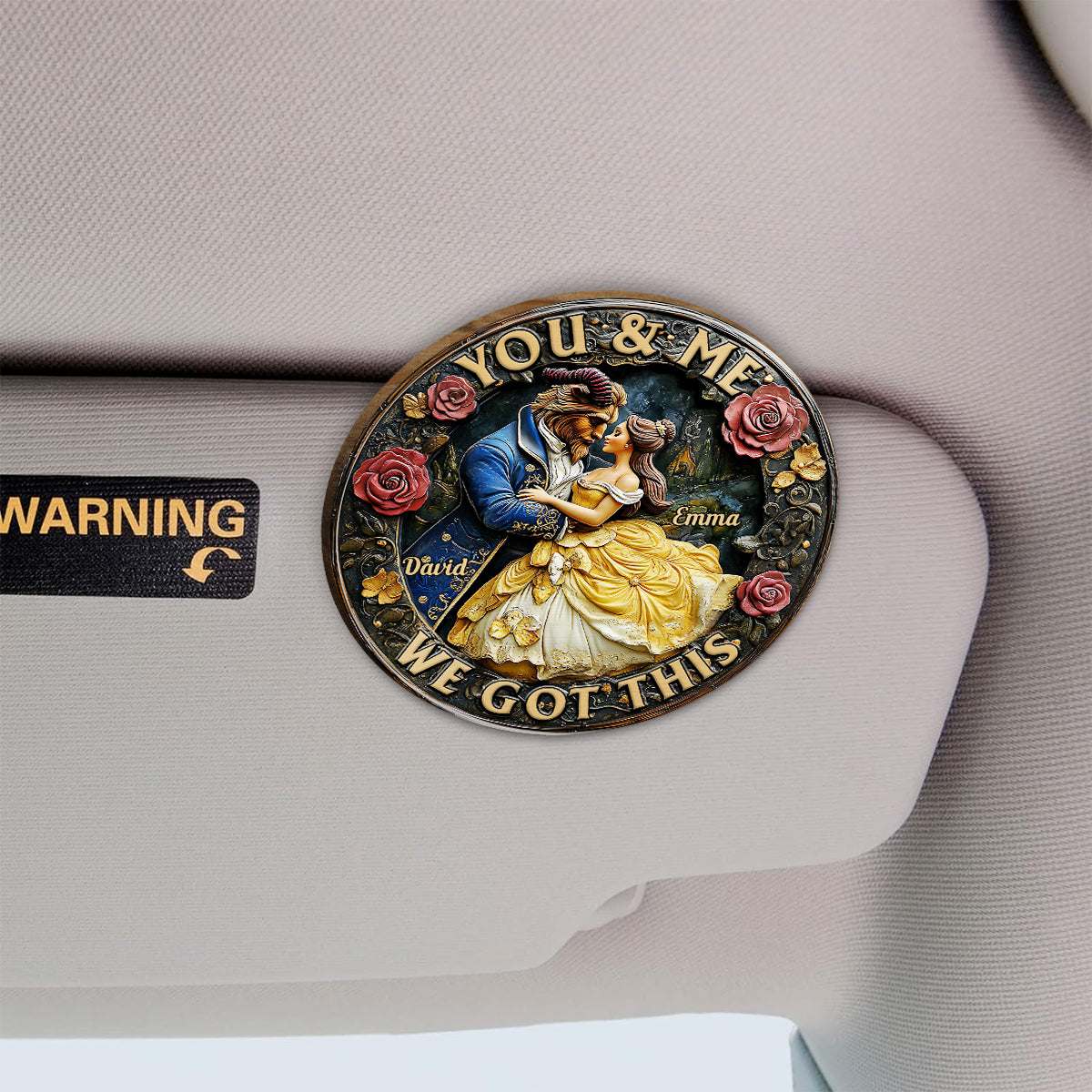 You & Me We Got This - Personalized Couple Shaped Car Visor Clip