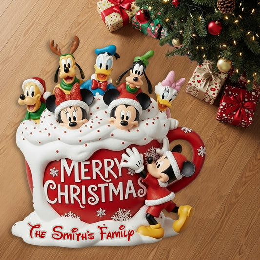 Cartoon Characters Family - Personalized Mouse Shaped Doormat/ Rug