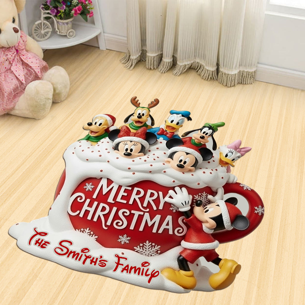 Cartoon Characters Family - Personalized Mouse Shaped Doormat/ Rug