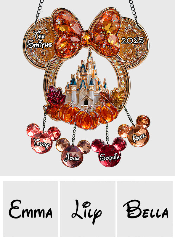 Magical Family - Personalized Mouse Window Hanging Suncatcher With Custom Charms