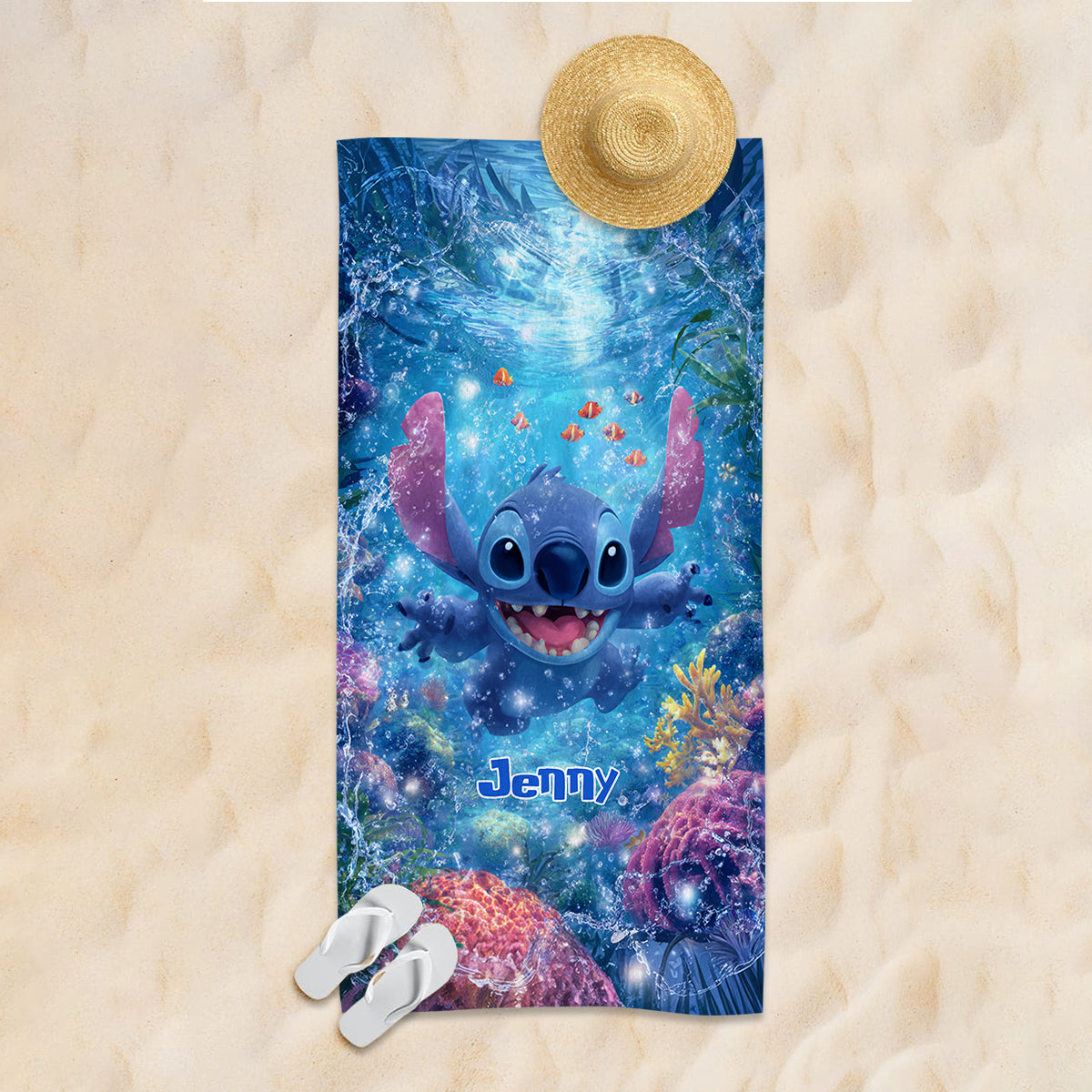 Aloha Vibe Cute Monster - Personalized Ohana Quick-dry Beach Towel/ Bath Towel