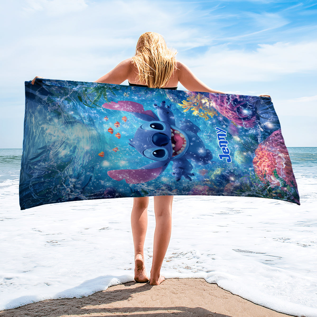 Aloha Vibe Cute Monster - Personalized Ohana Quick-dry Beach Towel/ Bath Towel