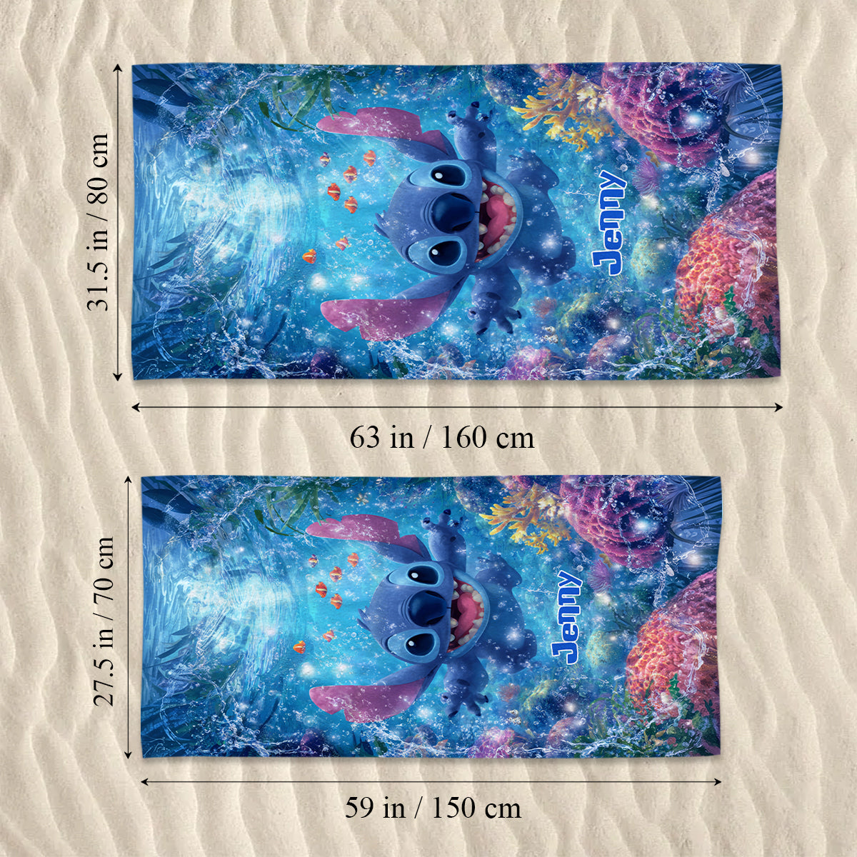 Aloha Vibe Cute Monster - Personalized Ohana Quick-dry Beach Towel/ Bath Towel