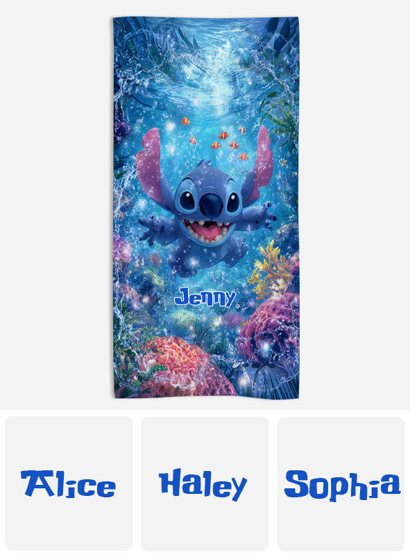Aloha Vibe Cute Monster - Personalized Ohana Quick-dry Beach Towel/ Bath Towel