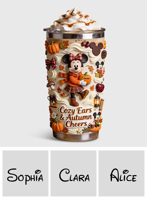Cozy Ears & Autumn Cheers - Personalized Mouse Tumbler