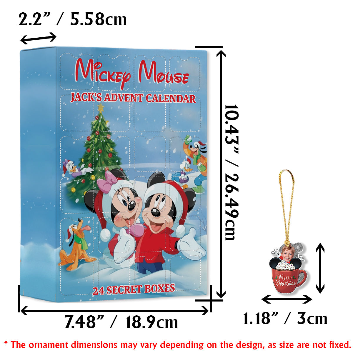 Cartoon Mouse Family - Personalized Mouse Advent Calendar With Ornaments