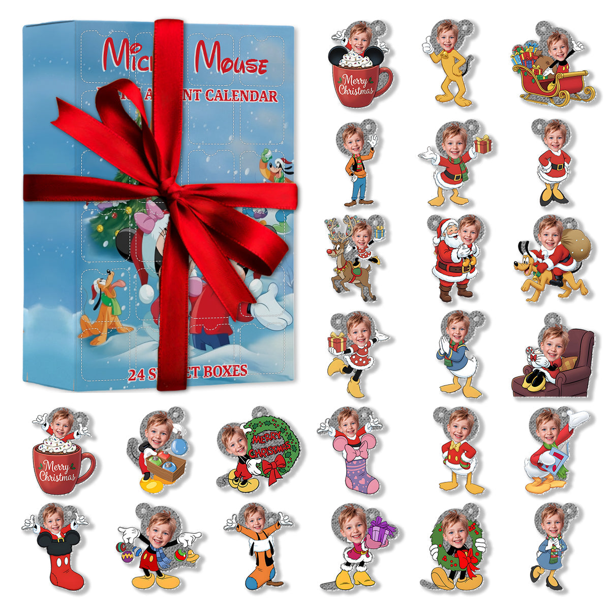 Cartoon Mouse Family - Personalized Mouse Advent Calendar With Ornaments