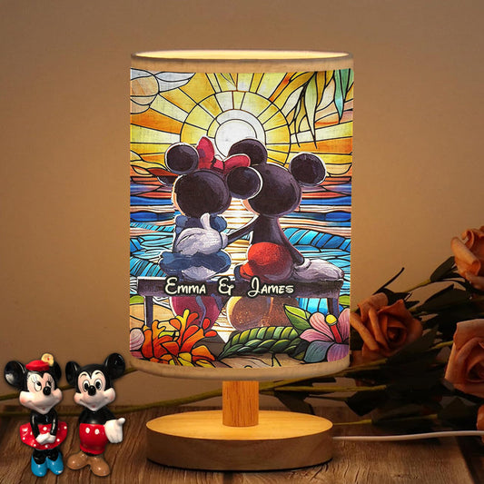 You & Me - Personalized Mouse Table Lamp with Wood Base