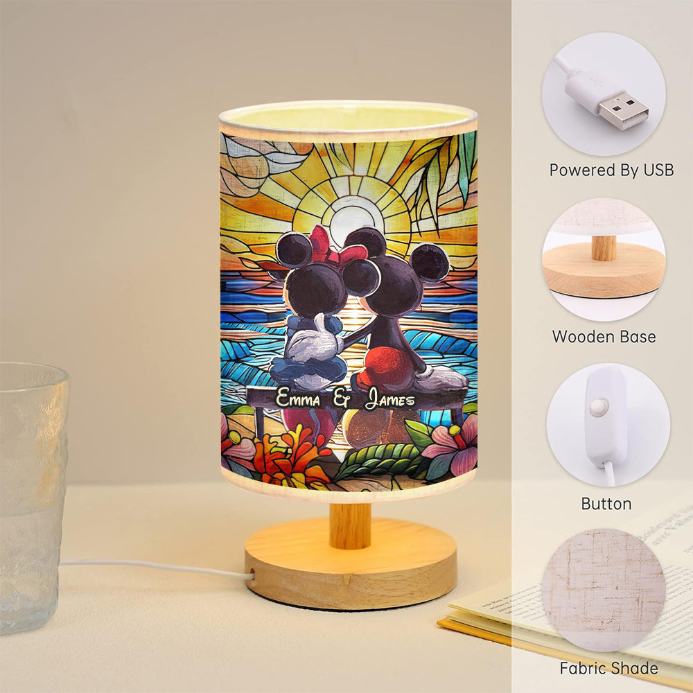 You & Me - Personalized Mouse Table Lamp with Wood Base