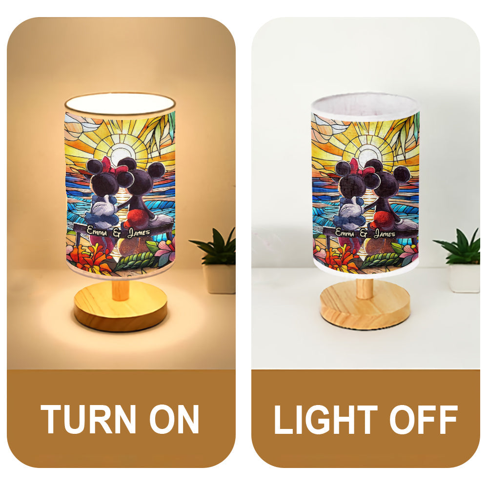 You & Me - Personalized Mouse Table Lamp with Wood Base