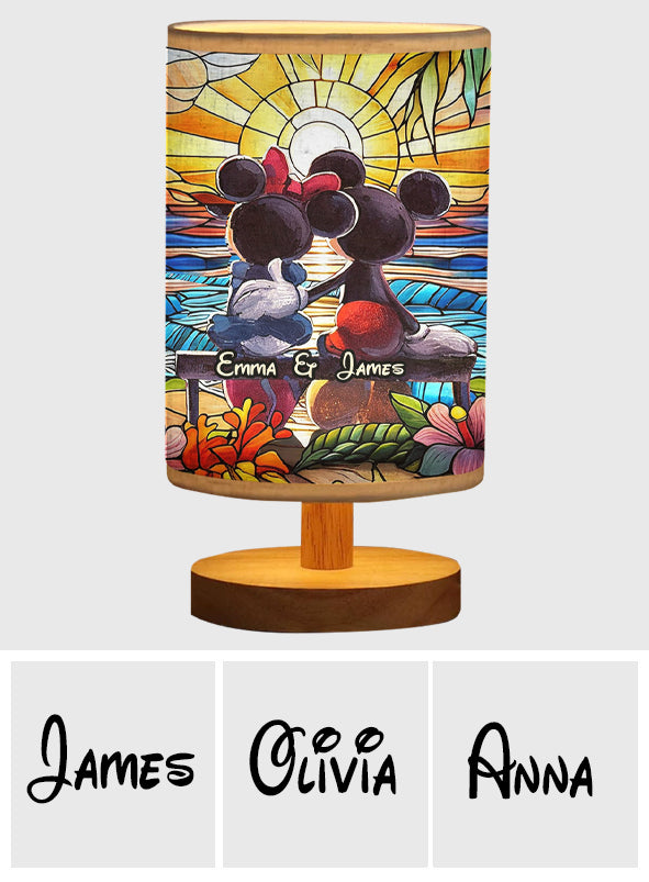 You & Me - Personalized Mouse Table Lamp with Wood Base