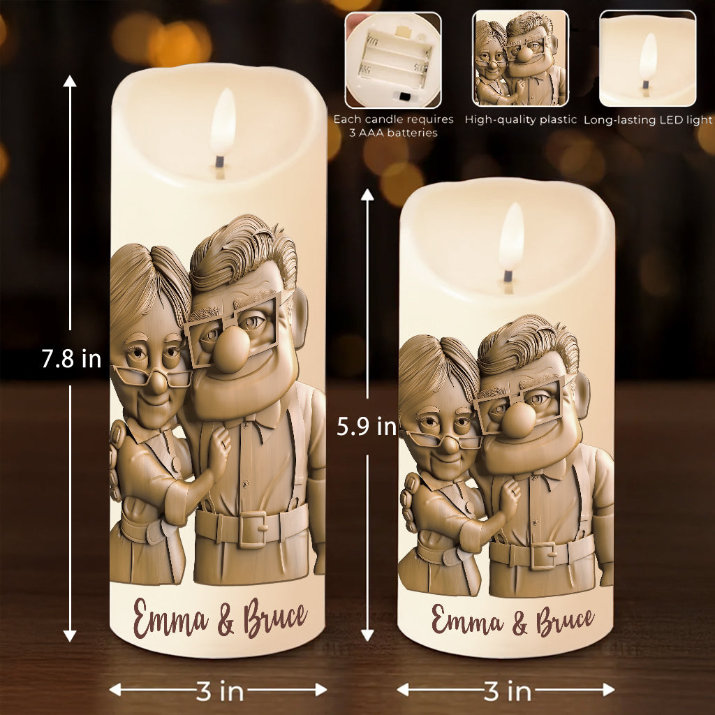 Anniversary Gift And They Lived Happily Ever After - Personalized Couple Flameless Candle