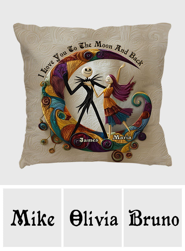 Couple Nightmare I Love You To The Moon And Back - Personalized Nightmare Throw Pillow