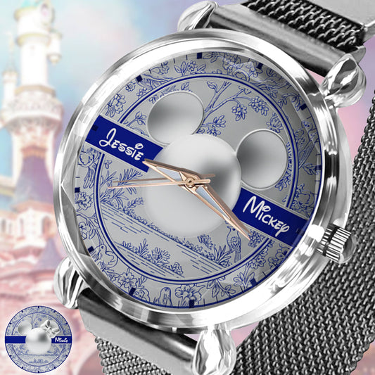 Big Ears Toile de Jouy pattern - Personalized Mouse Women Hand Watch