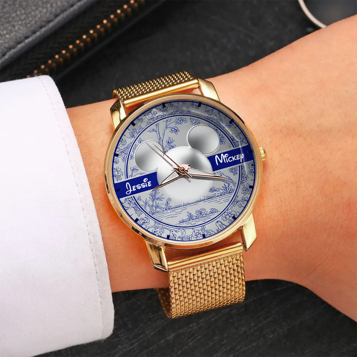 Big Ears Toile de Jouy pattern - Personalized Mouse Women Hand Watch