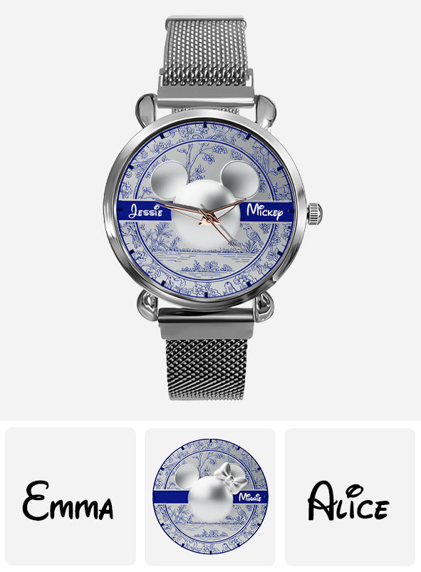 Big Ears Toile de Jouy pattern - Personalized Mouse Women Hand Watch