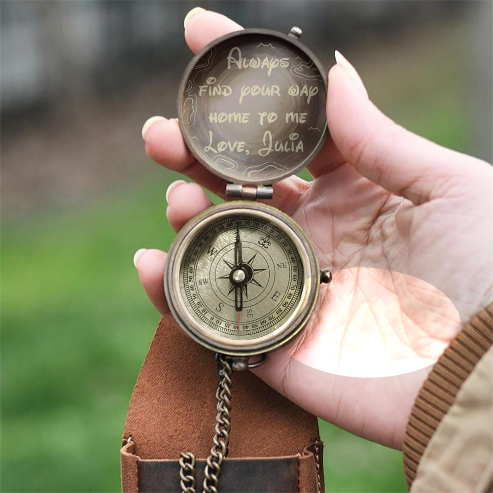 Always Find Your Way Home To Me - Personalized Couple Compass