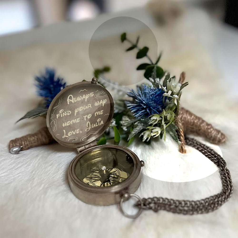 Always Find Your Way Home To Me - Personalized Couple Compass