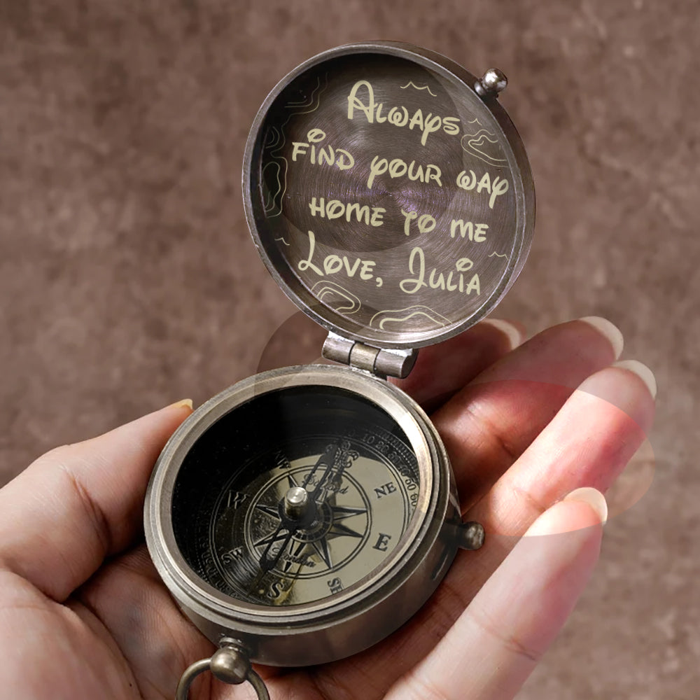 Always Find Your Way Home To Me - Personalized Couple Compass
