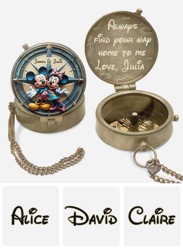 Always Find Your Way Home To Me - Personalized Couple Compass