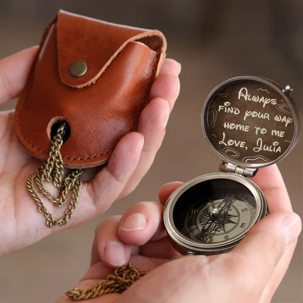 Always Find Your Way Home To Me - Personalized Couple Compass