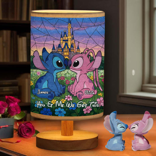 You & Me - Personalized Ohana Table Lamp with Wood Base