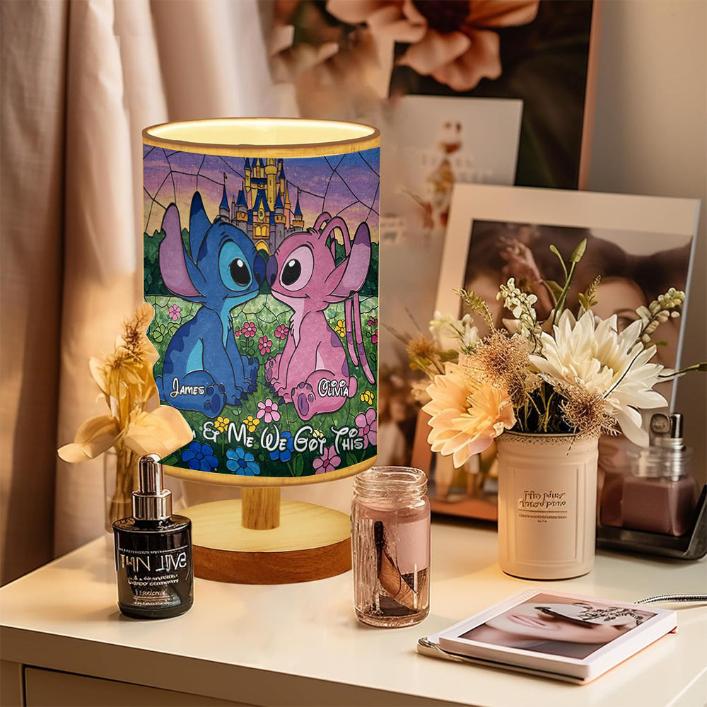 You & Me - Personalized Ohana Table Lamp with Wood Base