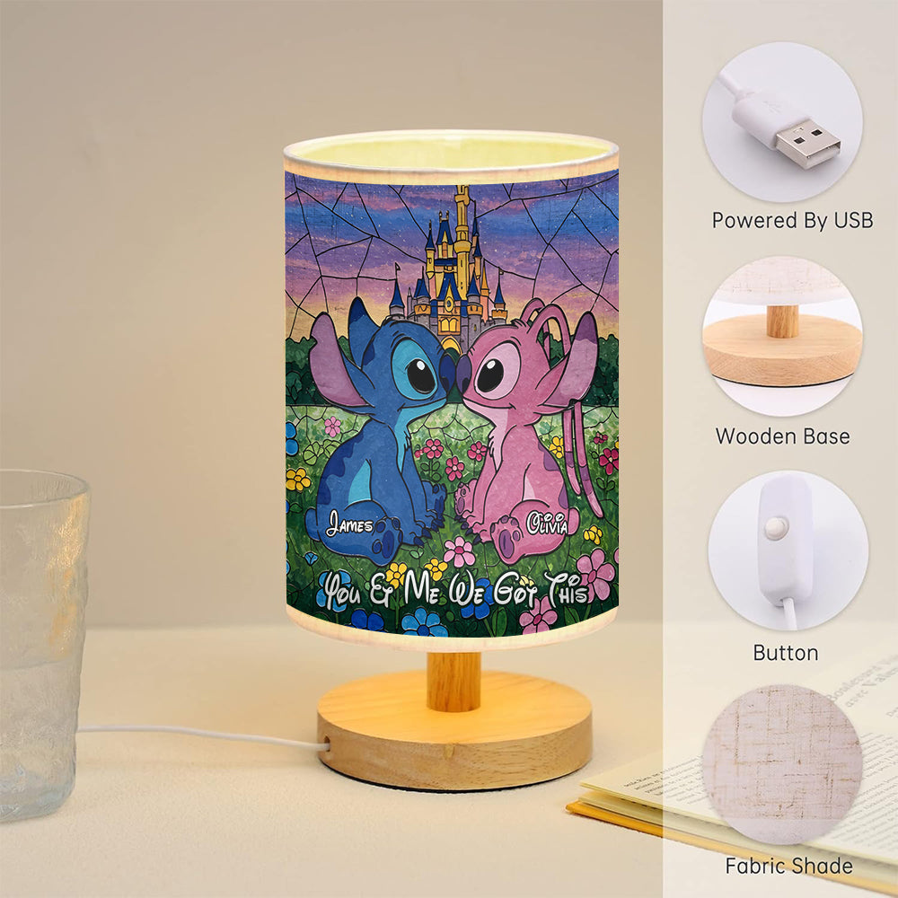 You & Me - Personalized Ohana Table Lamp with Wood Base
