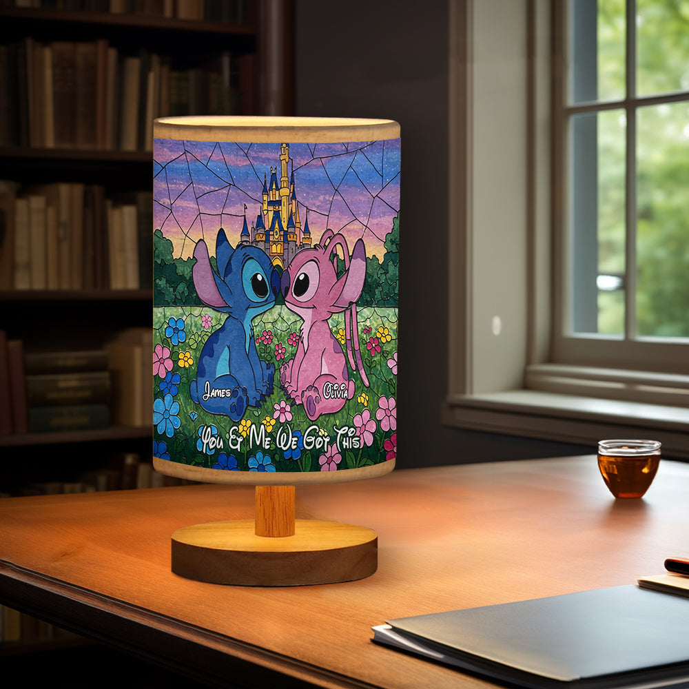 You & Me - Personalized Ohana Table Lamp with Wood Base