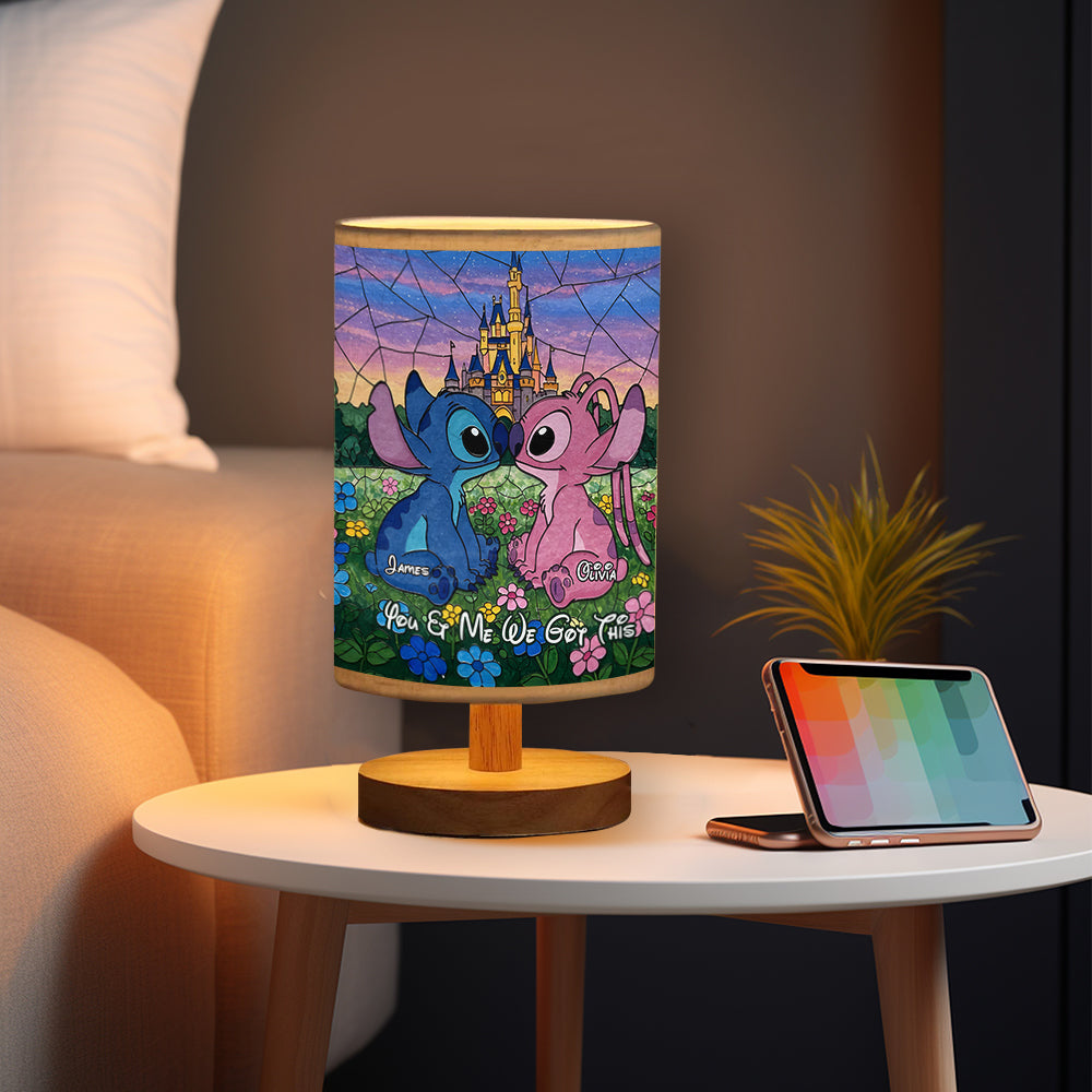 You & Me - Personalized Ohana Table Lamp with Wood Base