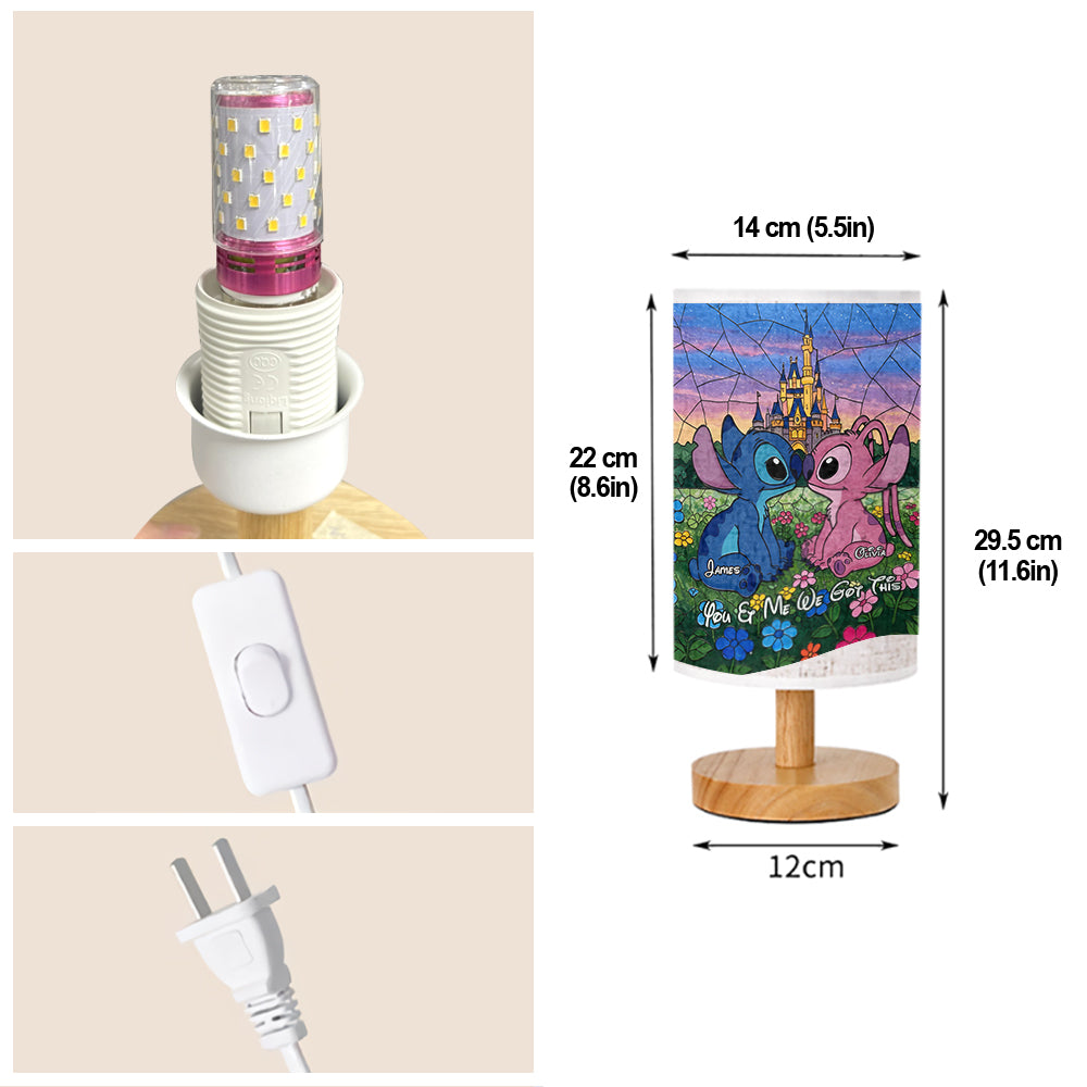 You & Me - Personalized Ohana Table Lamp with Wood Base
