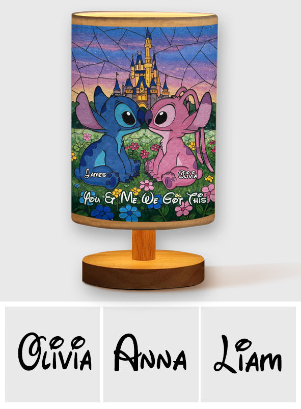 You & Me - Personalized Ohana Table Lamp with Wood Base