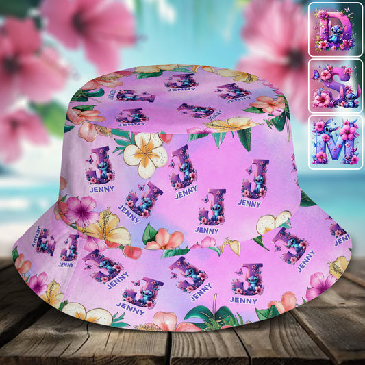 Blue Ohana Alphabet Letter Custom Name - Personalized Ohana Bucket Hat