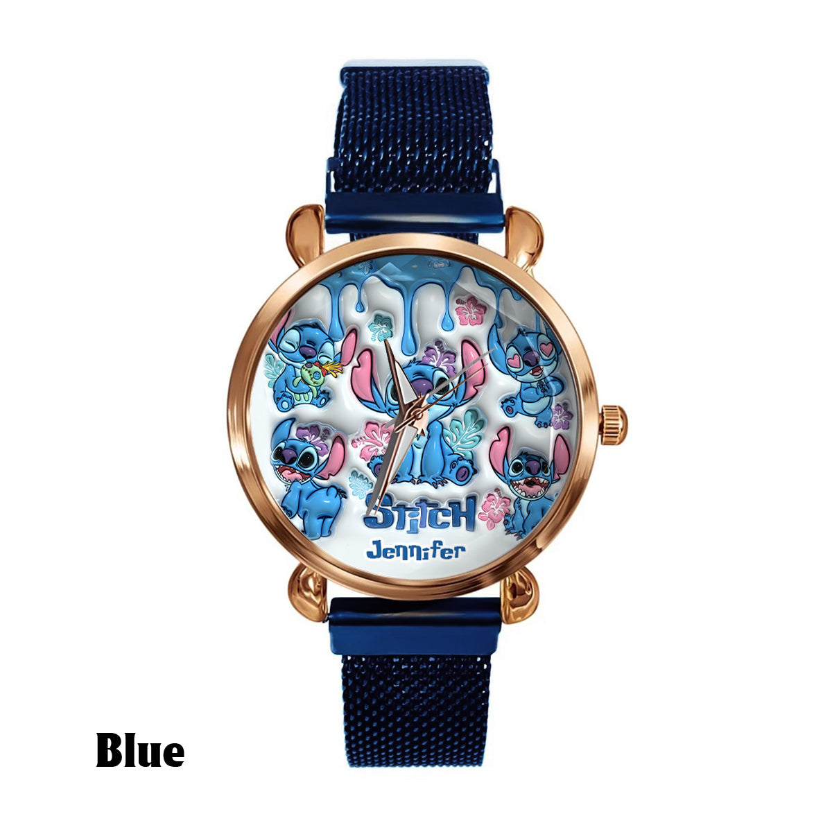 Whimsical Blue Extraterrestrial Wrist Decor - Personalized Ohana Women Hand Watch