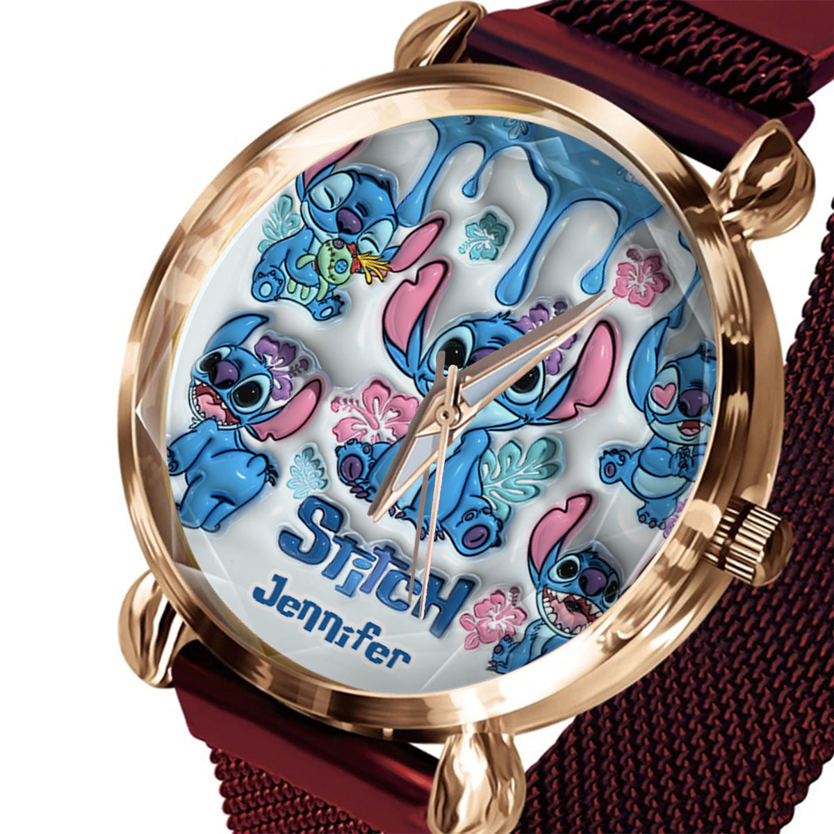 Whimsical Blue Extraterrestrial Wrist Decor - Personalized Ohana Women Hand Watch