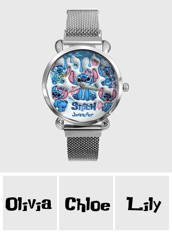 Whimsical Blue Extraterrestrial Wrist Decor - Personalized Ohana Women Hand Watch